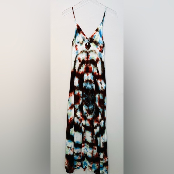 Young Fabulous & Broke Delphine Arctic Kaleidoscope Tie Dyed Chiffon Maxi Dress - Picture 2 of 12
